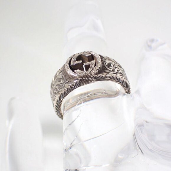GUCCI 18K Gold Interlocking G Arabesque Ring Size 8.75 OR  Gucci Arabesque Ring
